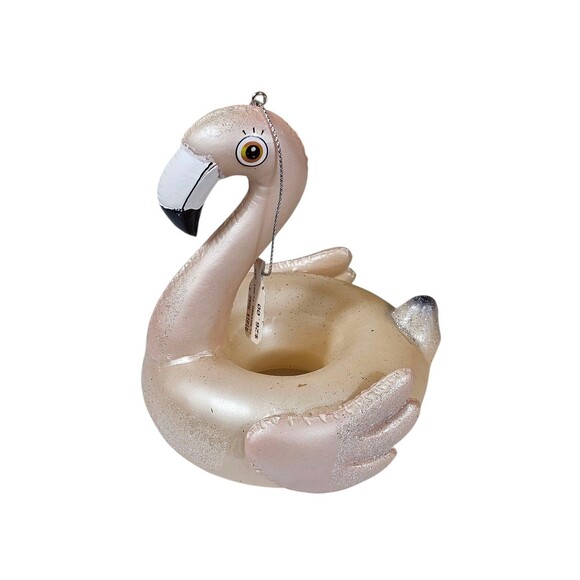 ALDIK HOME PAIR OF FLAMINGO FLOAT ORNAMENT HAND BLOWN GLASS NWT - Picture 6 of 9